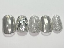 ネイルメゾン 渋谷店(NAIL MAISON)/シルバーミラーラメ￥4500