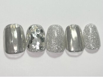 ネイルメゾン 渋谷店(NAIL MAISON)/シルバーミラーラメ￥4500