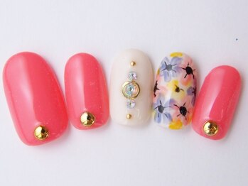 ネイルサロン ドレリッチ 大宮店(drerich)/花柄チェリーピンク