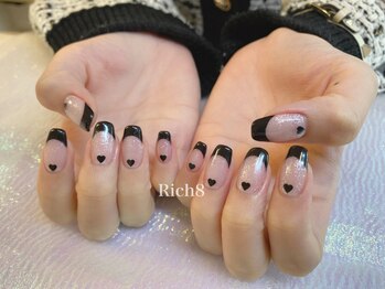 ネイルアンドまつげエクステ リッチエイト 原宿店(Rich8)/ラメベースハートフレンチネイル