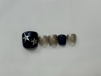 ネイルメゾン 天神店(NAIL MAISON)/ネイビー星シルバーミラー¥7500