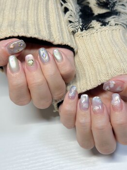 夕焼けネイルとジュエリー