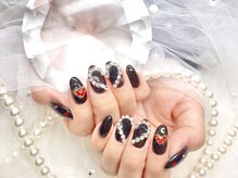 エミラボーテ 天王寺(Emi la beaute)/ブラックチェーンハートネイル