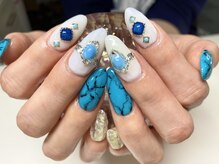 ダブルムーンビューティフル(DOUBLEmoonBeautiful)/夏の定番ターコイズネイルです♪