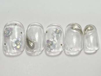 ネイルメゾン 渋谷店(NAIL MAISON)/ぷっくりホロお花¥4500