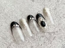 ネイルサロンフォーユー(for u)/黒フレンチ♪￥6980