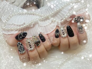 ネイルアンドまつげエクステ リッチエイト 原宿店(Rich8)/モノトーンチェック☆推しネイル