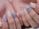チェック×リボンnail
