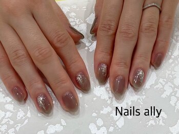 ネイルズアリー 立川店(Nails ally)/スモーキークリア×グリッター