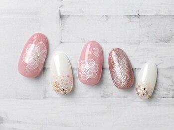 キャンアイドレッシー ヨコハマ元町店(Can I Dressy)/フラワーネイル/オフ込¥8500