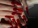 レッドガラスネイル/ロング/大人