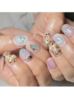 アティックネイルアトリエ(attic nail atelier)/持ち込みマーメイドネイル