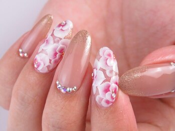 トータルビューティーアンドアズフローラ(Total Beauty & a`s Flora)/3D埋め尽くし×ベージュネイル★