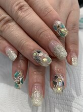 ネイルモア 三軒茶屋店(NAIL moA)/ラメフレンチ×ミラー