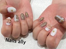 ネイルズアリー 立川店(Nails ally)/チェック×ハート×リボン×秋冬