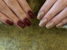 アイネイルズ 吉祥寺店(I nails)/ちぐはぐリボングリッターネイル