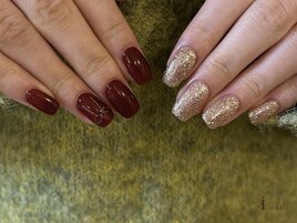 ちぐはぐリボングリッターネイル