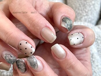 アプリシーエイトネイル(appreciate nail)/【定額】シンプル+ドット♪
