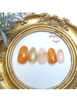 ピオニーネイル(peony nail)/紅葉ネイル