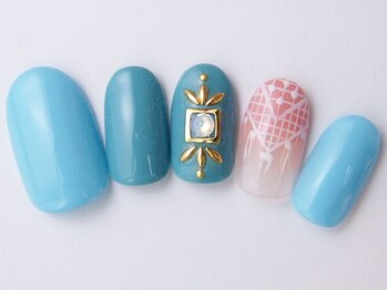 ネイルサロン ドレリッチ 大宮店(drerich)/フリンジレースブルーネイル