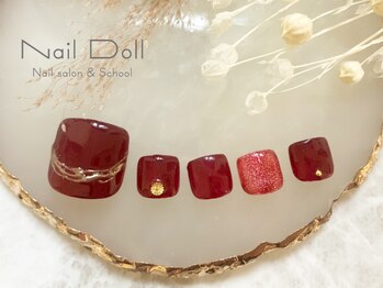 ネイルドール(Nail Doll)/フット マグネット×ボルドー