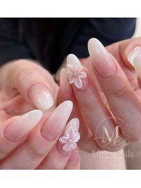 3Dお花付きグラデーションネイル