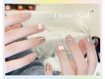 ディオーネ ネイルスタジオ(Dione)/可愛いホワイトリボン+ミラー