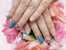 ダブルネイル(Double Nail)/【ほり】夏ネイル☆ピーコック