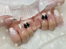 ネイルアンドまつげエクステ リッチエイト 原宿店(Rich8)/ドットりぼん×チークネイル