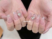 ワンダーシー(WonderShe)/ガラスフレンチ×ハートパーツ