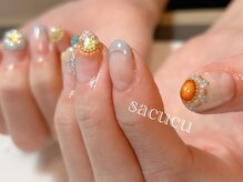 サククネイル(sacucunail)の雰囲気（☆定額Cコース☆フレンチアレンジ【お花/パーツ/トレンド】）
