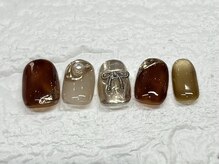 ネイルメゾン 天神店(NAIL MAISON)/ブラウンゴールドリボン¥9000
