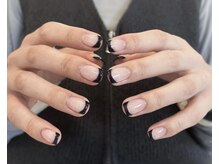 ホワイルアットネイル ハラジュク(while at nail HARAJUKU)/大人可愛いネイビーフレンチ