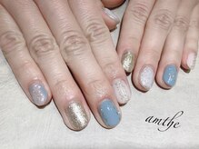 アムザ(amthe)/ブルーシルバーニュアンスネイル