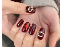 ニアウネイル(niau nail.)/Heart hologram Xmas nail