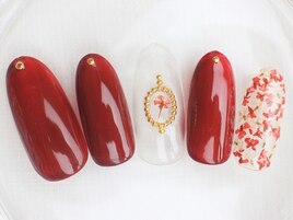 秋冬　押し花☆フラワー☆レッド