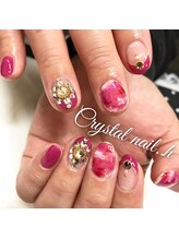 クリスタルネイル ゆめタウン博多店(CRYSTAL NAIL)/ピンクアートネイル