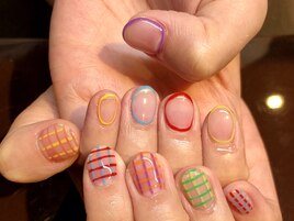 ７月　チェックネイル