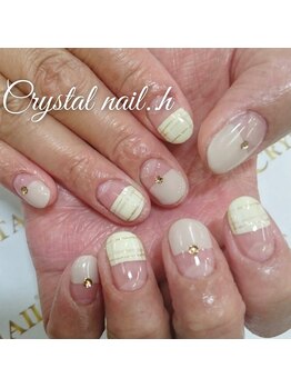 クリスタルネイル ゆめタウン博多店(CRYSTAL NAIL)/チェック柄フレンチネイル