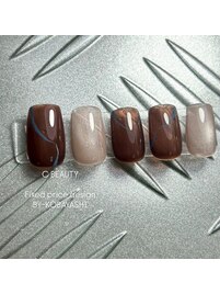 ブラウンニュアンス/秋ネイル