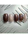 ブラウンニュアンス/秋ネイル
