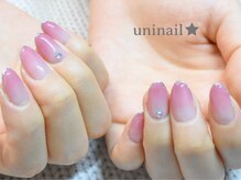 ユニネイル(uninail)/グラデーション×先端ラメライン
