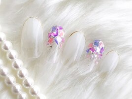 白グラ×シェルネイル☆