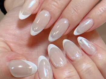 ミラーネイル白フレンチ