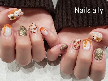 ネイルズアリー 立川店(Nails ally)/3Dアート×くま×うさぎ