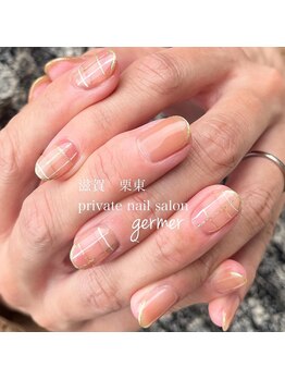 ジェルメ(germer)/優しいカラーのチェックネイル！
