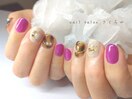 大人ピンクのべっこうネイル