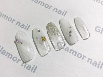グラマーネイル(Glamor nail)/スノー×ラインストーン
