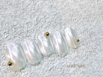 ルークネイル 恵比寿店(LUKE NAIL)/ホワイトオーロラネイル　冬