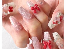 ジェムネイル(gem nail)/ツィードクリスマスネイル
